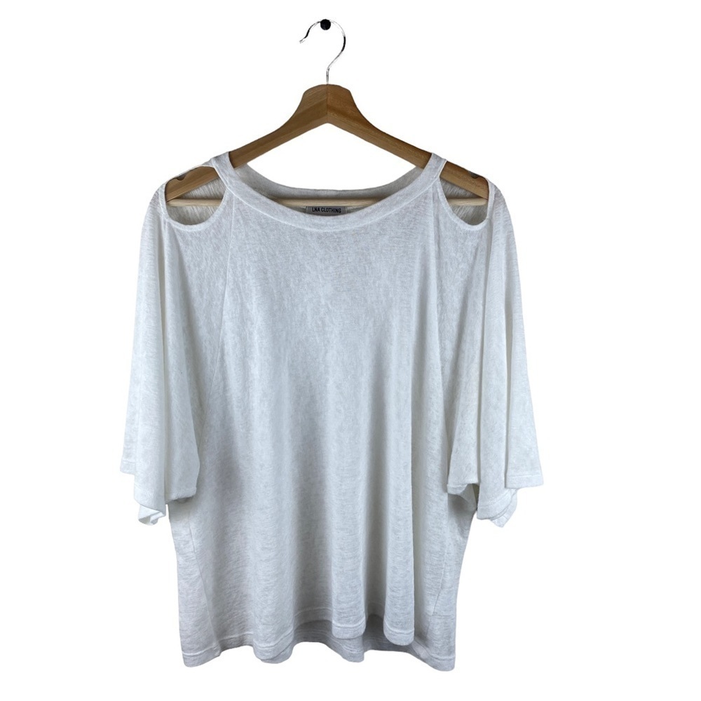 LNA Shoulder Cutout Top White Size XL